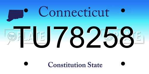 TU78258 Connecticut License Plate