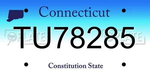 TU78285 Connecticut License Plate
