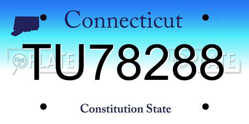 TU78288 Connecticut License Plate