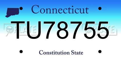TU78755 Connecticut License Plate