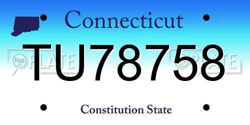 TU78758 Connecticut License Plate