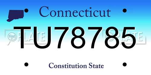 TU78785 Connecticut License Plate