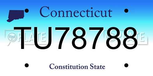TU78788 Connecticut License Plate