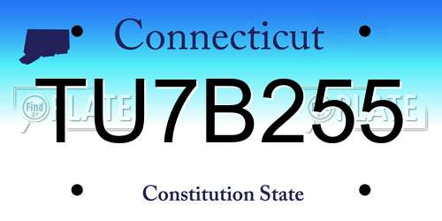 TU7B255 Connecticut License Plate