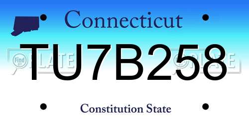 TU7B258 Connecticut License Plate