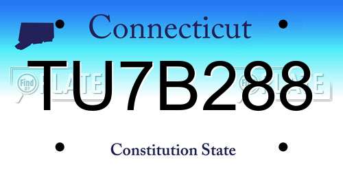 TU7B288 Connecticut License Plate