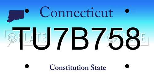 TU7B758 Connecticut License Plate