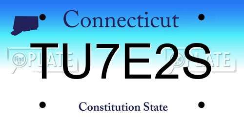 TU7E2S Connecticut License Plate