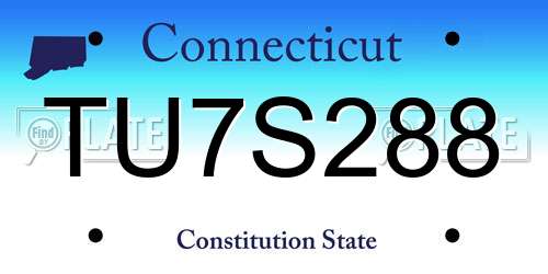 TU7S288 Connecticut License Plate