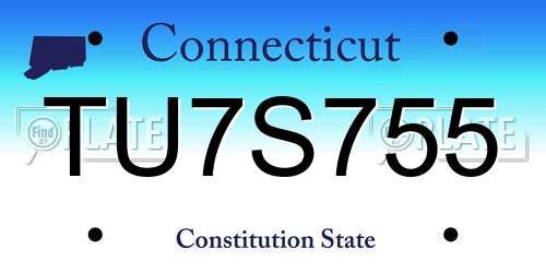 TU7S755 Connecticut License Plate