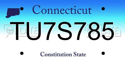 TU7S785 Connecticut License Plate