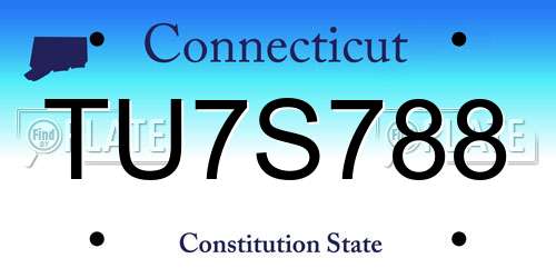 TU7S788 Connecticut License Plate