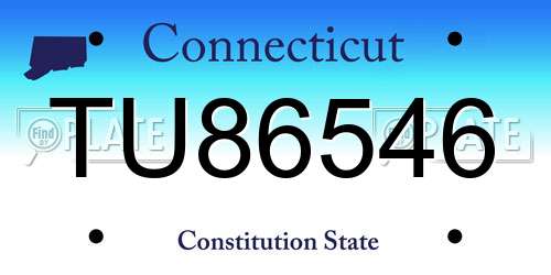 TU86546 Connecticut License Plate