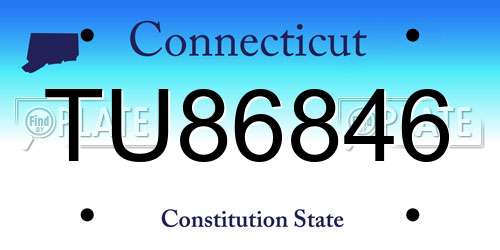 TU86846 Connecticut License Plate