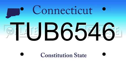TUB6546 Connecticut License Plate