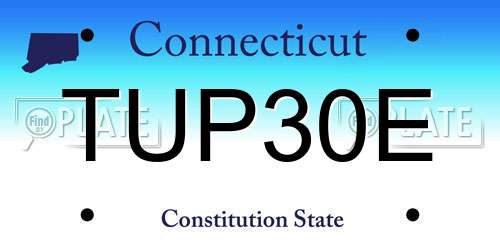 TUP30E Connecticut License Plate