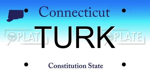 TURK Connecticut License Plate