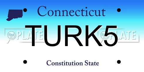 TURK5 Connecticut License Plate