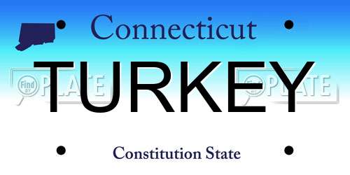 TURKEY Connecticut License Plate