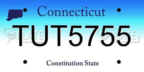 TUT5755 Connecticut License Plate