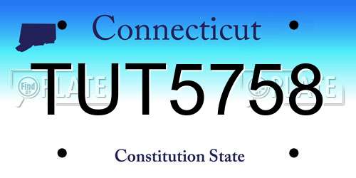 TUT5758 Connecticut License Plate