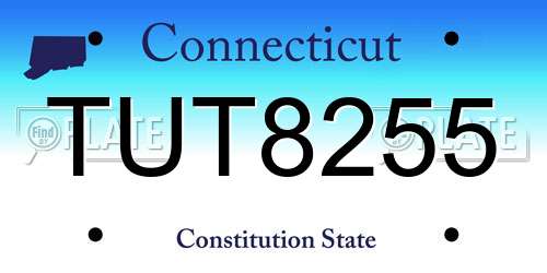 TUT8255 Connecticut License Plate
