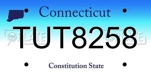 TUT8258 Connecticut License Plate