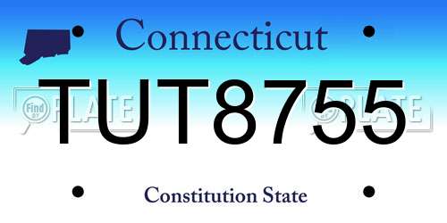 TUT8755 Connecticut License Plate