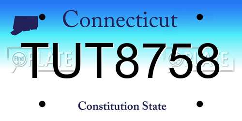 TUT8758 Connecticut License Plate