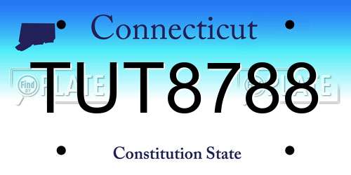 TUT8788 Connecticut License Plate