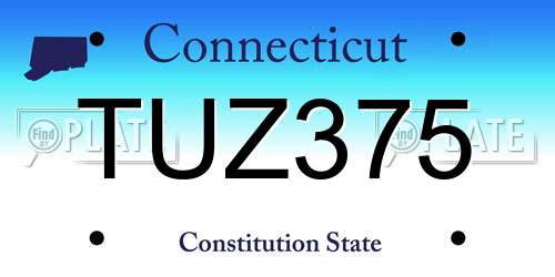 TUZ375 Connecticut License Plate