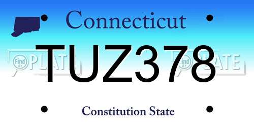 TUZ378 Connecticut License Plate