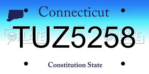 TUZ5258 Connecticut License Plate