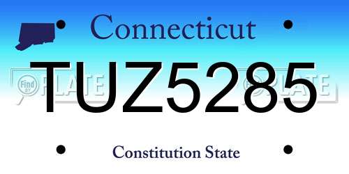 TUZ5285 Connecticut License Plate
