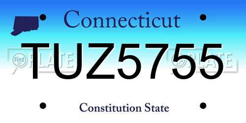 TUZ5755 Connecticut License Plate