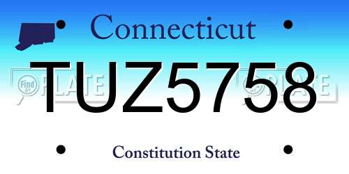 TUZ5758 Connecticut License Plate