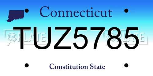 TUZ5785 Connecticut License Plate