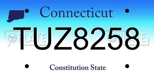 TUZ8258 Connecticut License Plate
