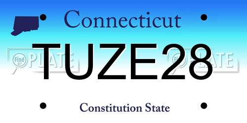 TUZE28 Connecticut License Plate