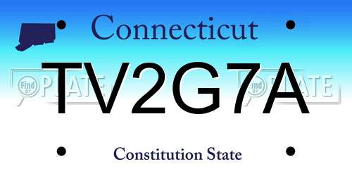TV2G7A Connecticut License Plate