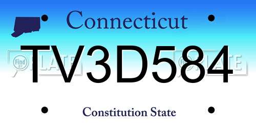 TV3D584 Connecticut License Plate