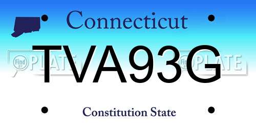 TVA93G Connecticut License Plate