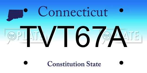 TVT67A Connecticut License Plate