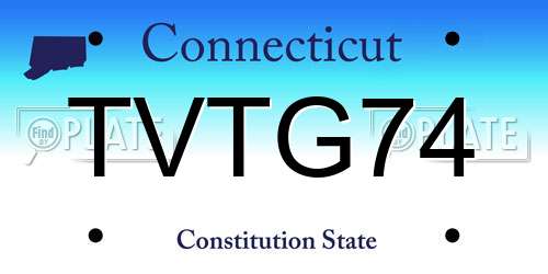 TVTG74 Connecticut License Plate