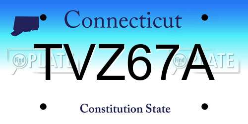 TVZ67A Connecticut License Plate