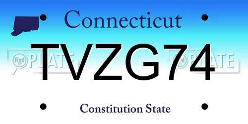 TVZG74 Connecticut License Plate