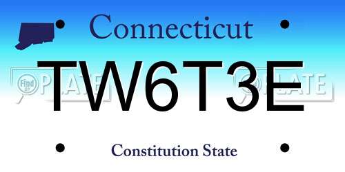 TW6T3E Connecticut License Plate