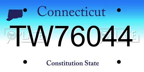 TW76044 Connecticut License Plate