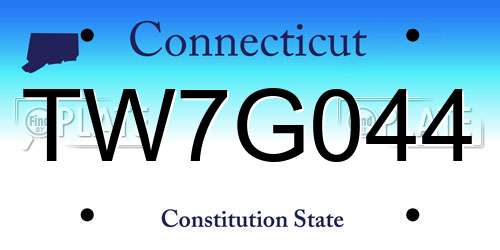TW7G044 Connecticut License Plate