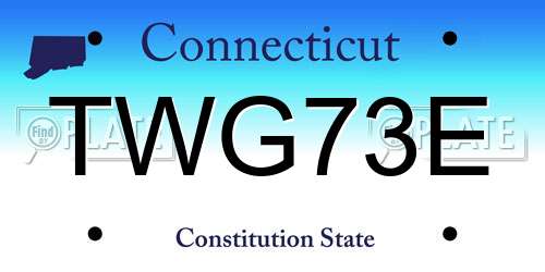 TWG73E Connecticut License Plate